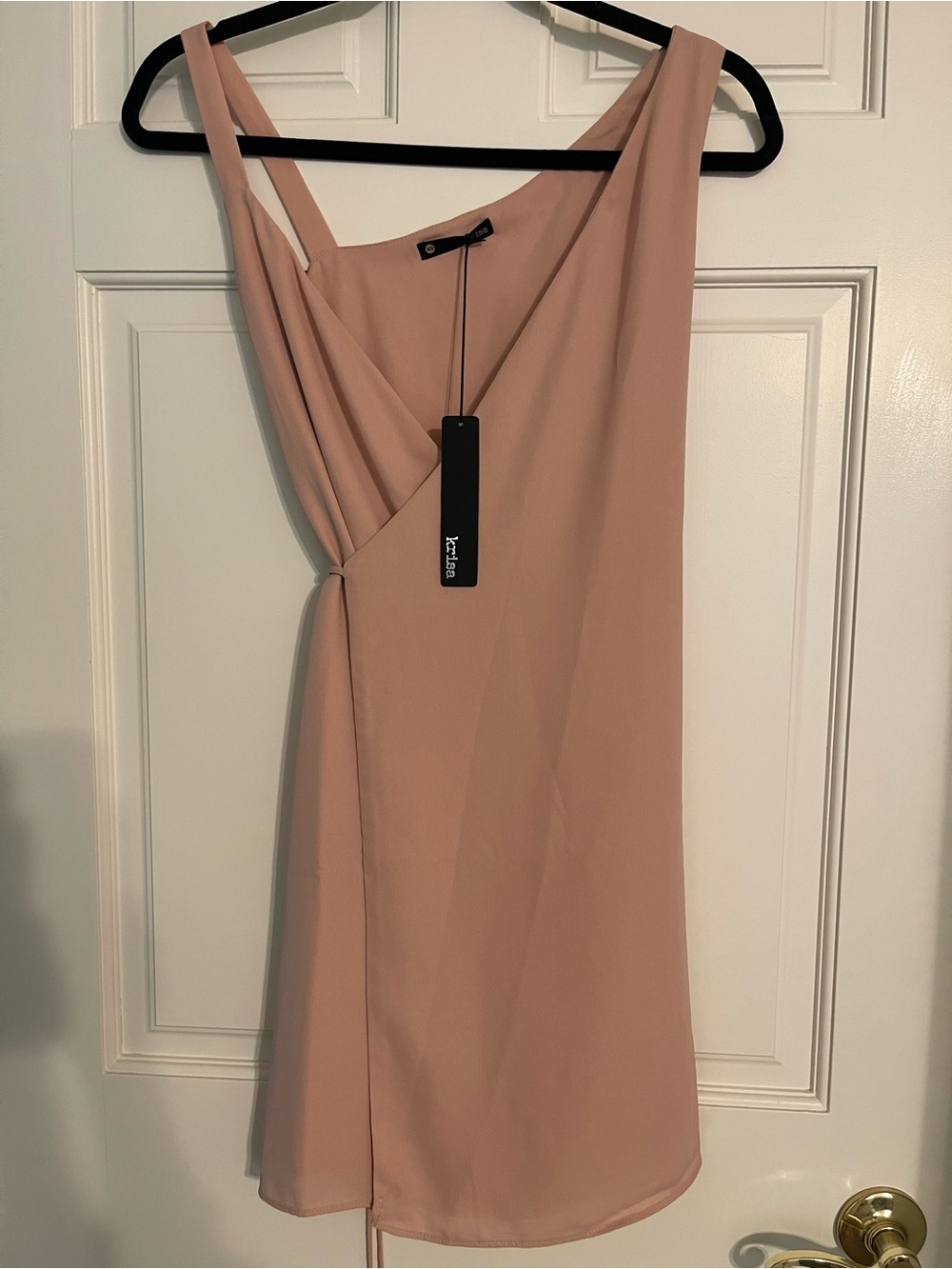 Krisa Wrap Blush Mini Dress